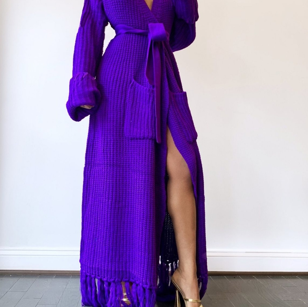 Hanifa Miya Cardigan/Maxi Wrap Dress purple